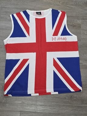 Vintage Def Leppard Union Jack Sleeveless Shirt Sz XL Giant Tank Top Rock